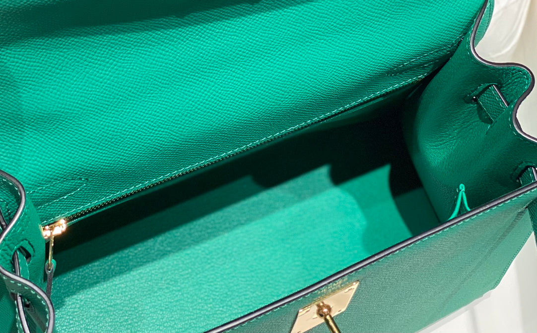 KELLY 28CM IN VERT VERTIGO EPSOM CALFSKIN GOLD HARDWARE