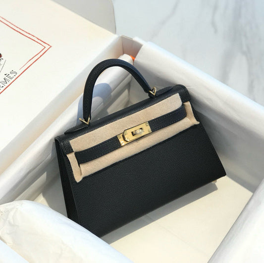 HM KELLY MINI 19 BLACK EPSOM CALFSKIN GOLD HARDWARE