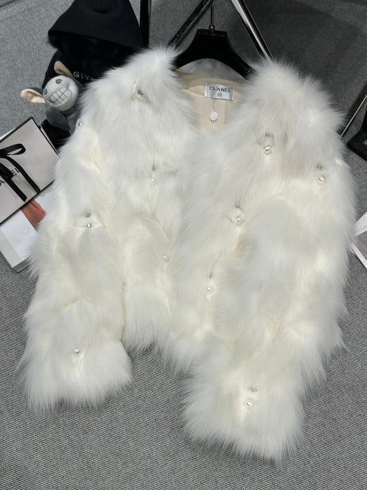 CHANEL 25S FOX FUR JACKET 593