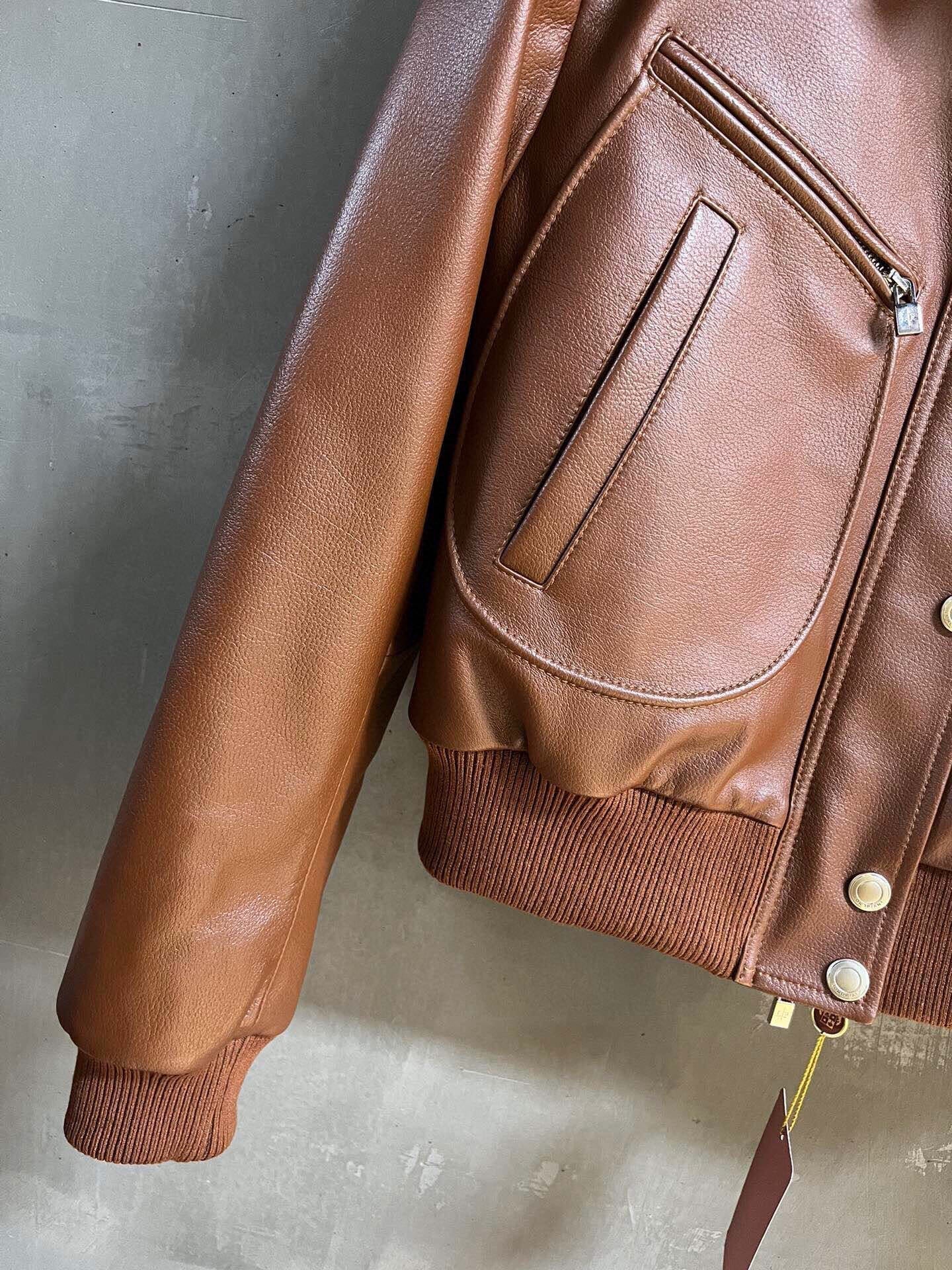 LP 26S BROWN LEATHER BOMBER JACKET 571